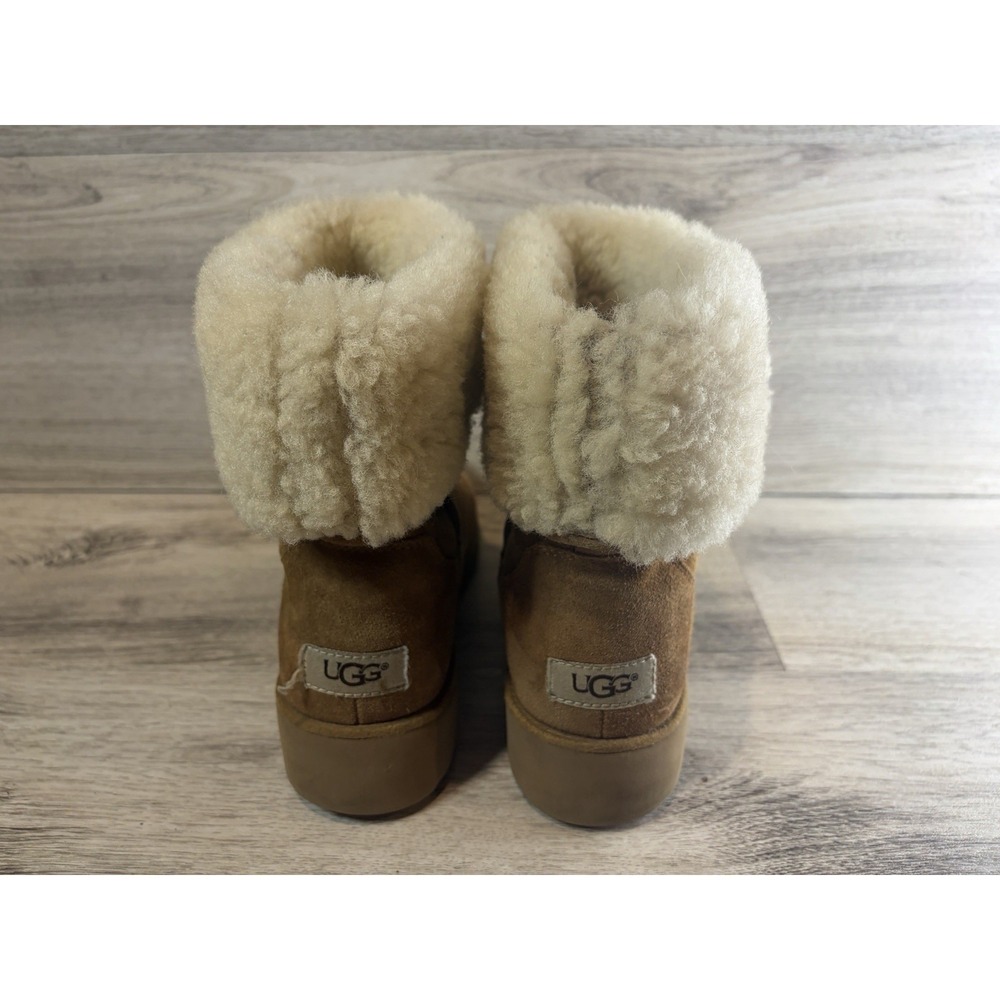 UGG Amie Chestnut Suede Shearling‎ Slim Profile Mid Calf Boots Women's Size 9 - Picture 4 of 8